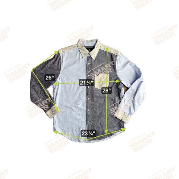 American Eagle Vintage‎ Y2K Patchwork Denim Button Up Shirt Mens Classic Fit L - Picture 2 of 7